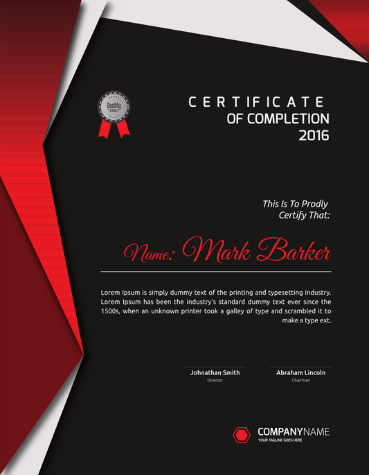 Professional Certificate Template