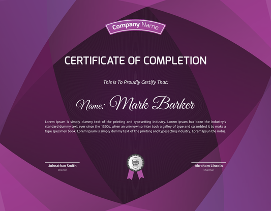 Professional Certificate Template